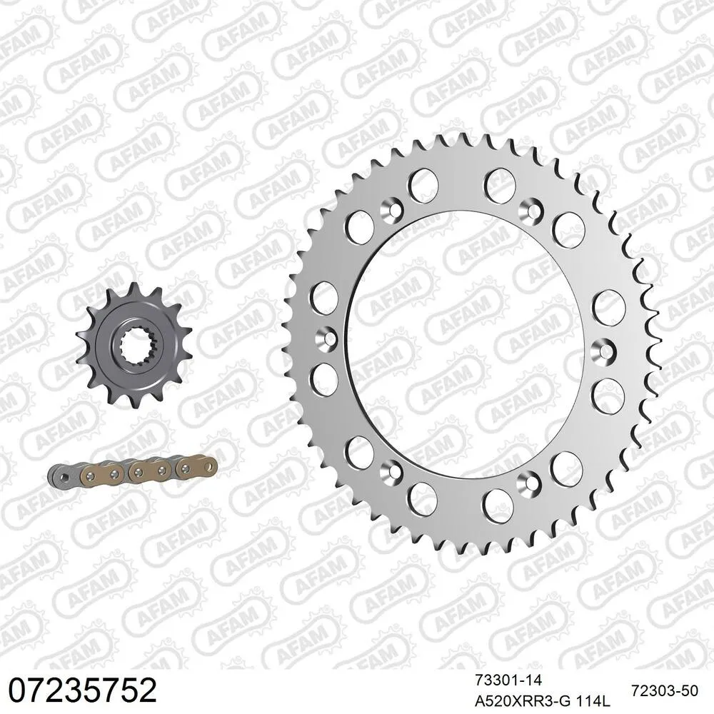 07235752 AFAM Kettensatz Aluminium 520 XRR3-G 14x50 - KTM GS 350 1988-89 - 07235752