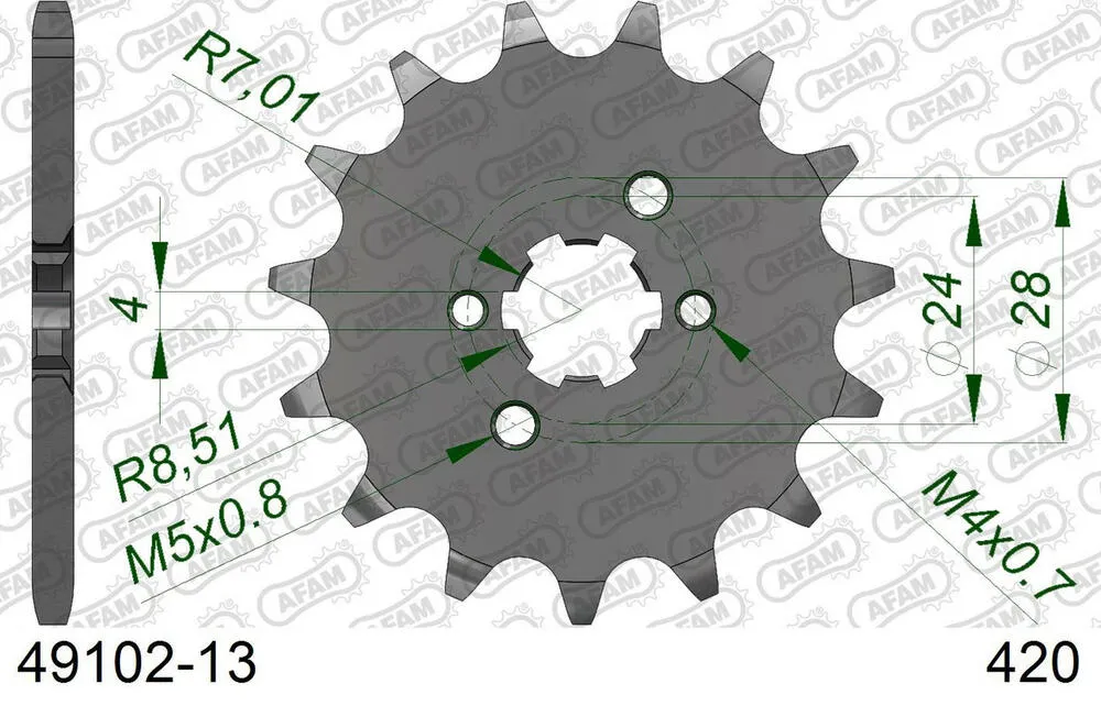 49102-13 AFAM Kettensatz Stahl 420 R1-G 13x38 - Kawasaki KLX 110 2010-24 - 01612853