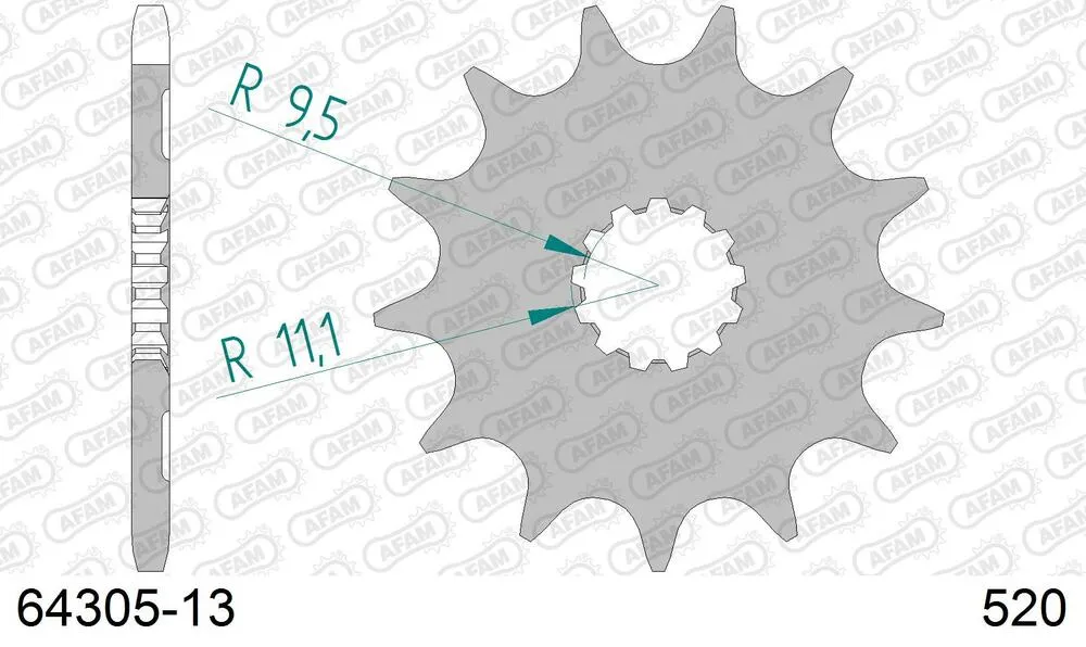 64305-13 AFAM Kettensatz Stahl 520 XRR3-G 13x50 - Husqvarna TC 250 2009-14 - KIT106271