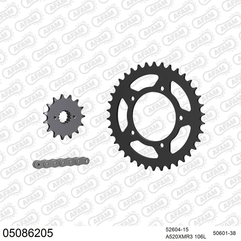 05086205 AFAM Kettensatz Stahl 520 XMR3 15x38 - Ducati 906 Paso 1990-91 - 05086205