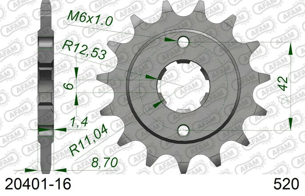 20401-16 AFAM Kettensatz Stahl 520 XMR3 16x36 - Honda CM 400 T 1981-83 - 01043162
