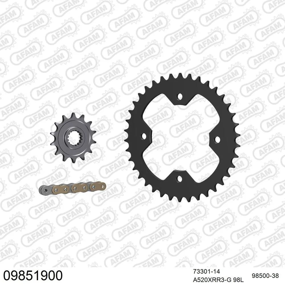 AFAM Kettensatz Stahl 520 XRR3-G 14x38 - Polaris 450 S Outlaw 2008-10 - 09851900