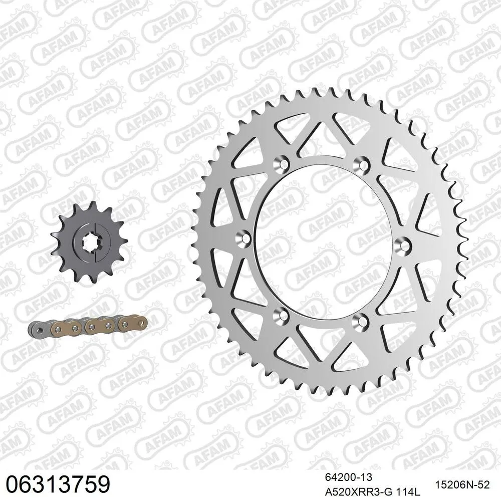 06313759 AFAM Kettensatz Aluminium 520 XRR3-G 13x52 - Husqvarna WR 125 1995-97 - 06313759