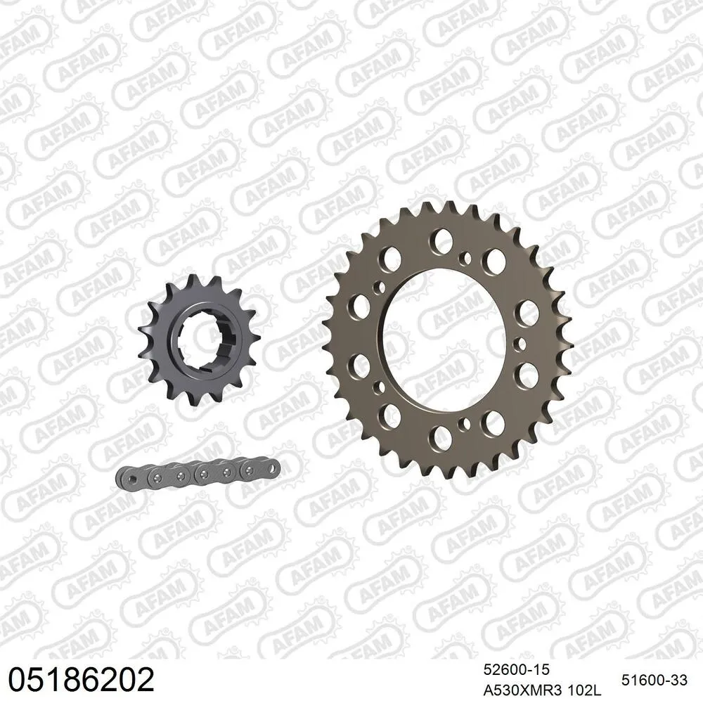 AFAM Kettensatz Aluminium 530 XMR3 15x33 - Ducati 900 Hailwood Replica 1979 - 05186202