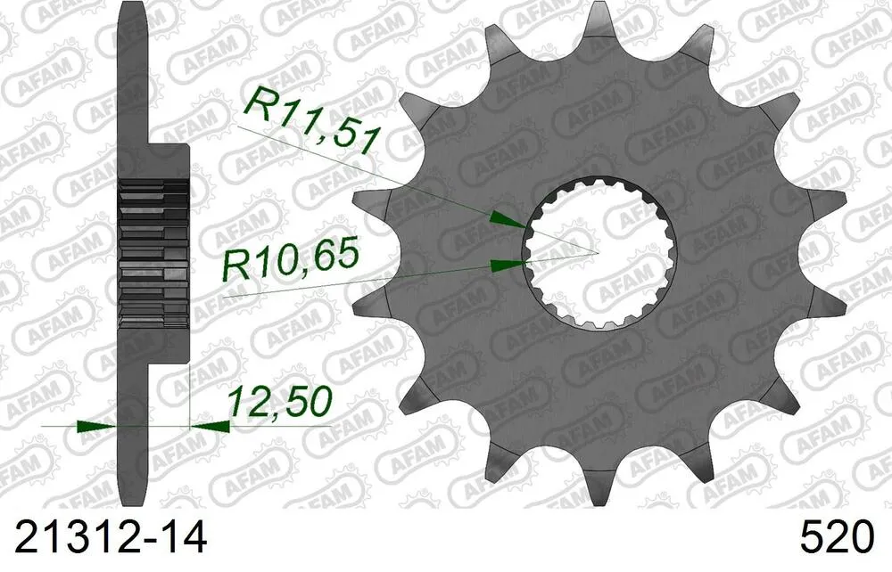 AFAM Kettensatz Stahl 520 XRR3-G 14x38 - Yamaha YFM 250 R Raptor 2008-13 - 01226900