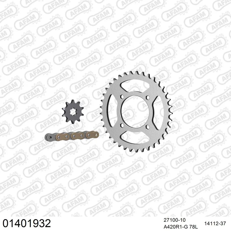 01401932 AFAM Kettensatz Stahl 420 R1-G 10x37 - Suzuki LT-A 50 Quadmaster 2002-06 - 01401932