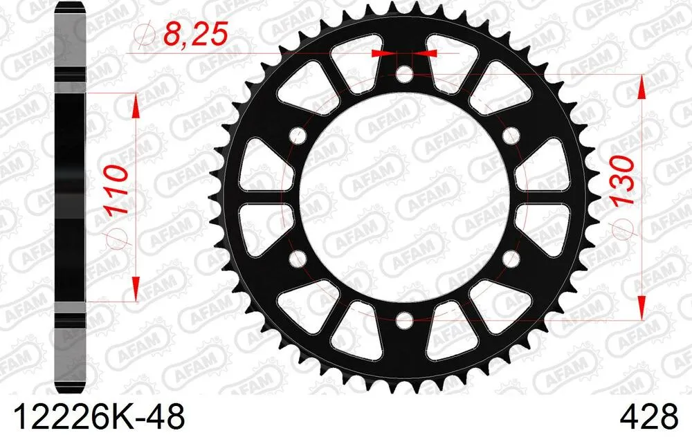 12226K-48 AFAM Kettensatz Stahl 428 R1-G 14x48 - Yamaha R 15 2021 - 01215203
