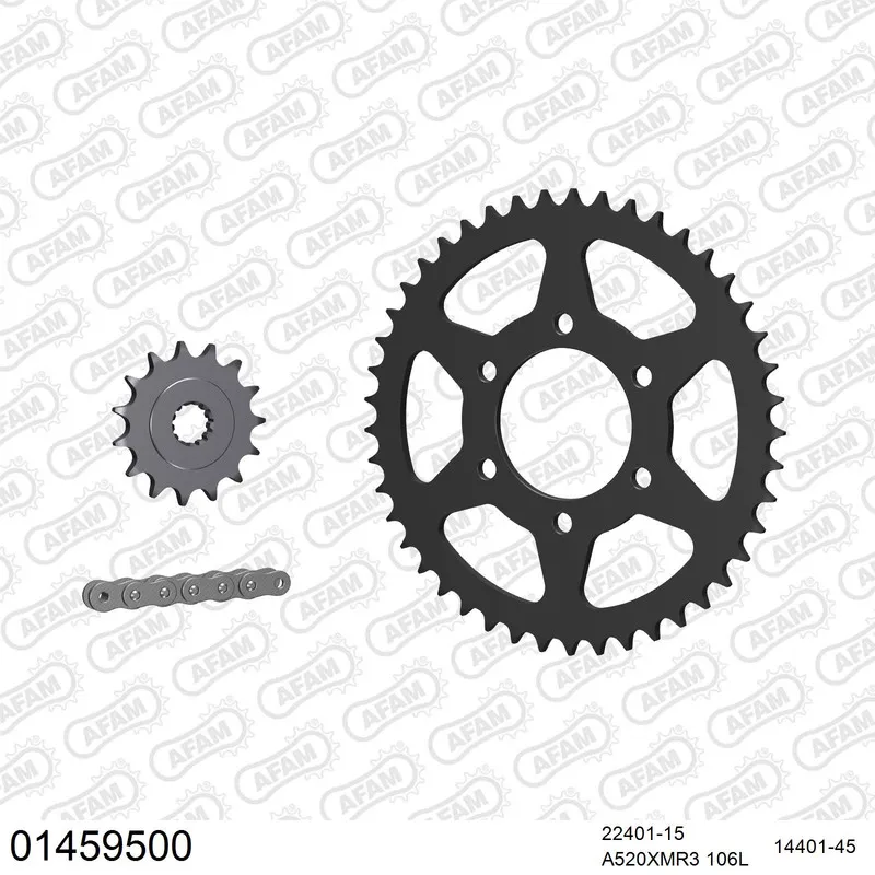 01459500 AFAM Kettensatz Stahl 520 XMR3 15x45 - Suzuki DR 500 S 1984-88 - 01459500