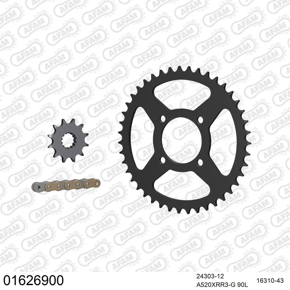 01626900 AFAM Kettensatz Stahl 520 XRR3-G 12x43 - Kawasaki KSF 250 Mojave 1994-03 - 01626900