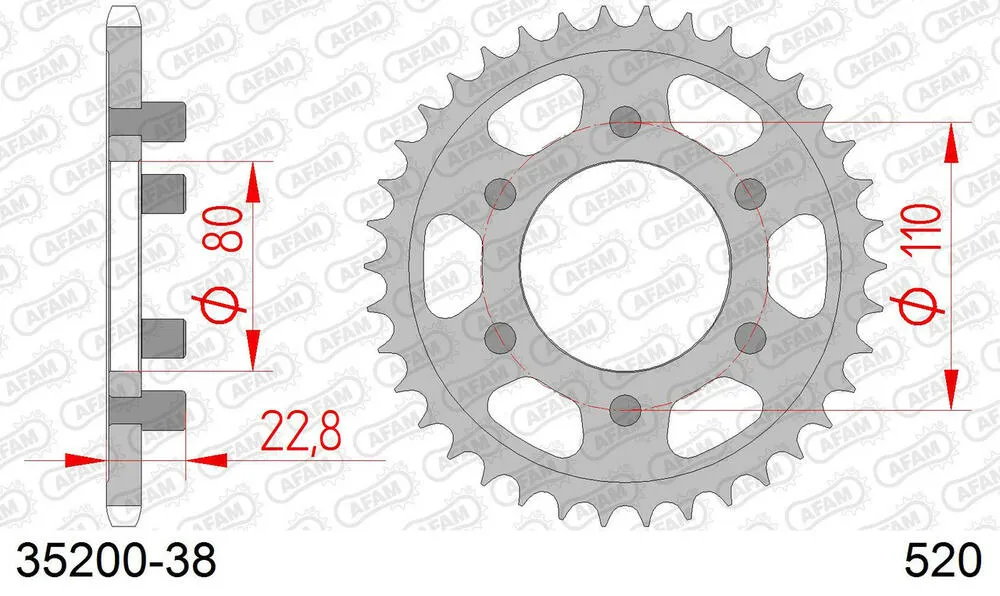 AFAM Kettensatz Stahl 520 XLR2 16x38 - Aprilia AF1 125 Europa 1990-94 - 03513302