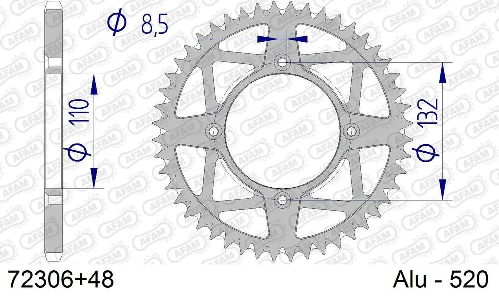 AFAM Kettensatz Aluminium 520 XRR3-G 11x48 - KTM E-SX Electric Freeride 2012-23 - KIT106501