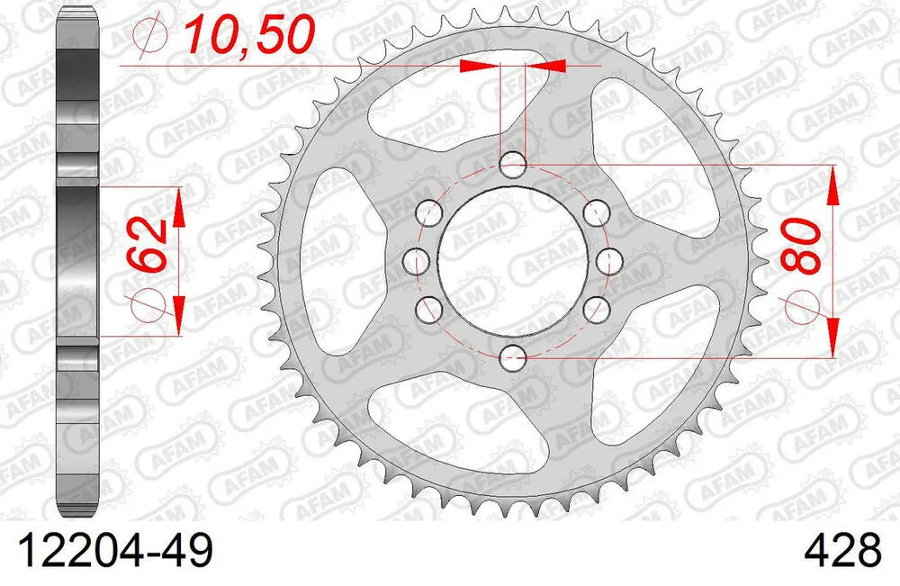 AFAM Kettensatz Stahl 428 R1-G 12x49 - Yamaha DT 80 LC 1981-84 - 01207602