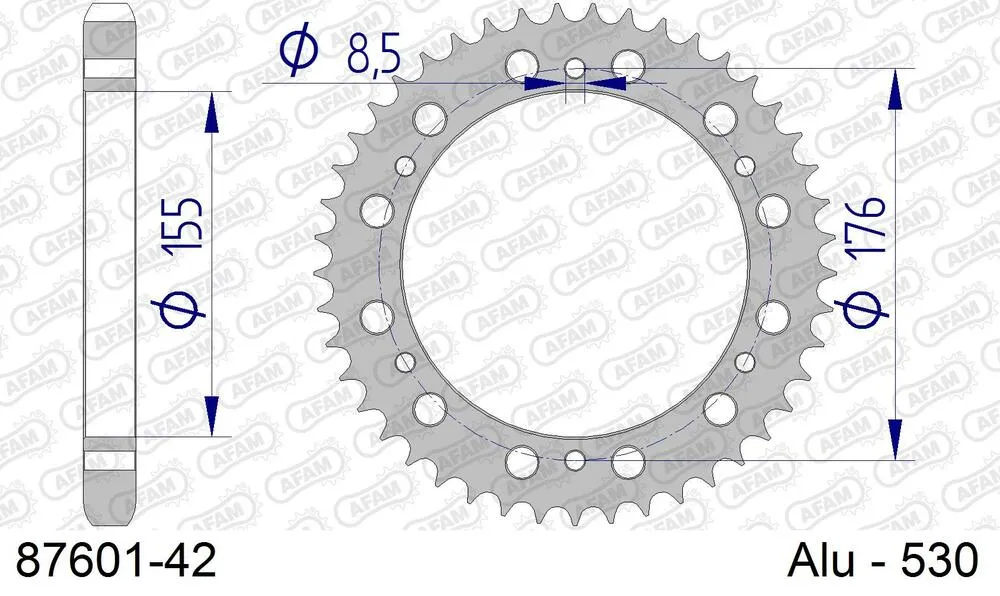 AFAM Kettensatz Aluminium 530 XSR2-G 18x42 - Triumph Daytona 955 i 2002-10 - KIT107911