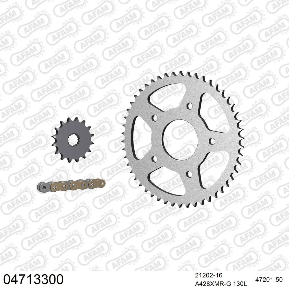 AFAM Kettensatz Stahl 428 XMR2-G 16x50 - Derbi GPR 125 Racing 2004-09 - 04713300