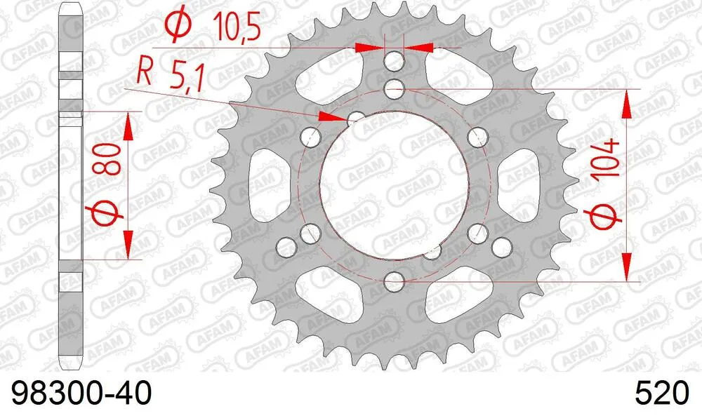 98300-40 AFAM Kettensatz Stahl 520 XRR3-G 11x40 - Polaris 250 Trail Boss 1994 - 09826904
