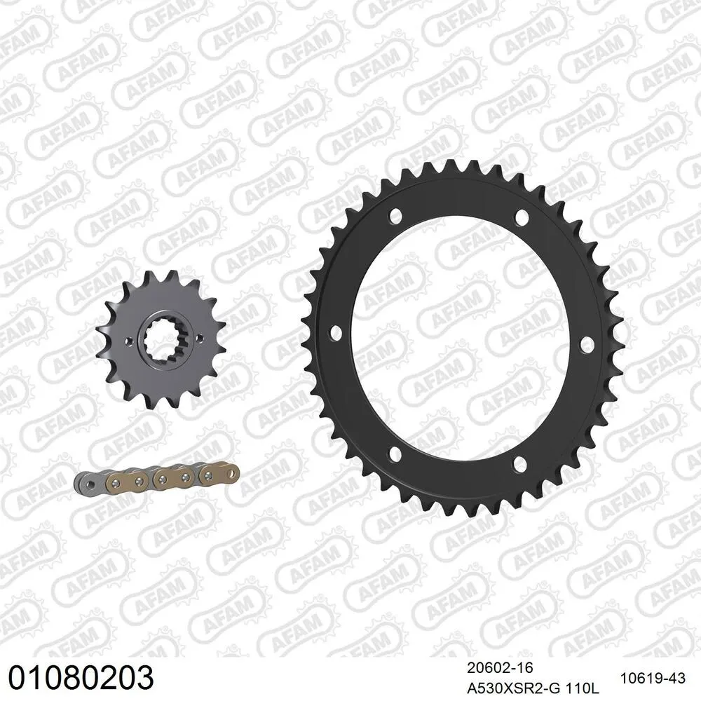 AFAM Kettensatz Stahl 530 XSR2-G 16x43 - Honda VFR 800 XA Crossrunner ABS 2011-14 - 01080203