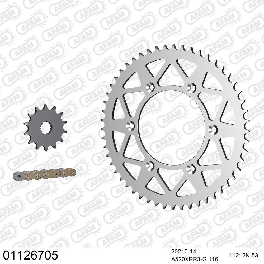 AFAM Kettensatz Aluminium 520 XRR3-G 14x53 - Honda CRF 250 X 2004-18 - 01126705