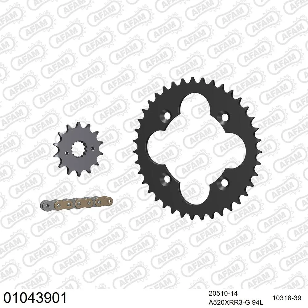 01043901 AFAM Kettensatz Stahl 520 XRR3-G 14x39 - Honda TRX 400 EX 2005-08 - 01043901