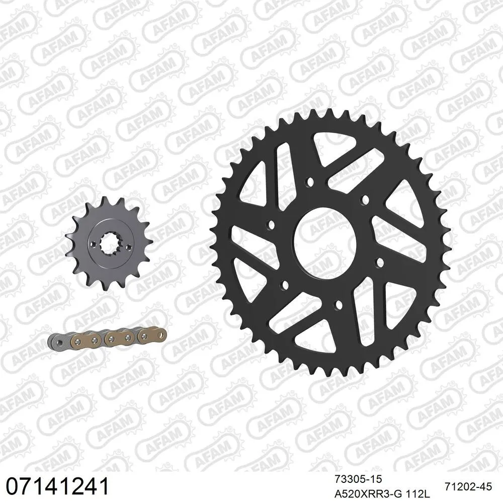 07141241 AFAM Kettensatz Stahl 520 XRR3-G 15x45 - KTM RC 390 2014-21 - 07141241