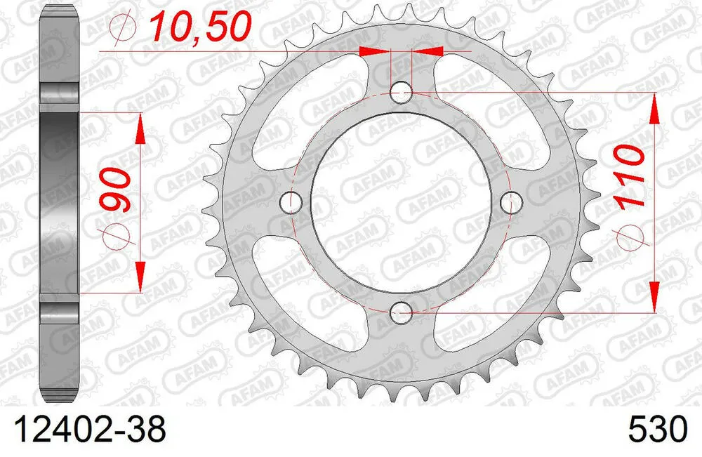 12402-38 AFAM Kettensatz Stahl 530 XMR3 16x38 - Yamaha XS 400 DOHC 1982-86 - 01243202