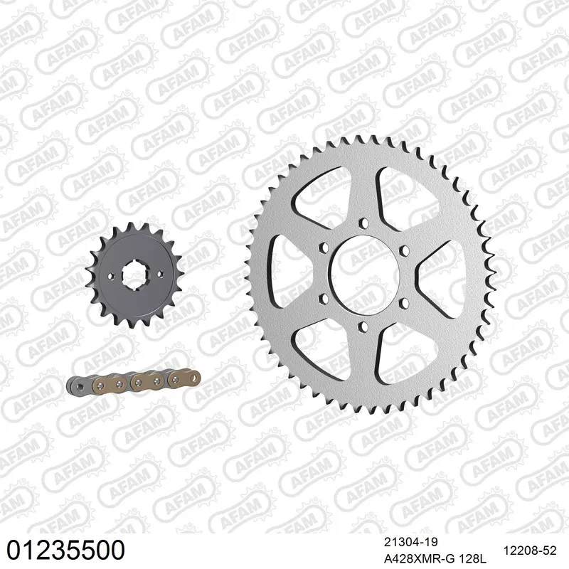 01235500 AFAM Kettensatz Stahl 428 XMR2-G 19x52 - Yamaha XT 350 1985-98 - 01235500