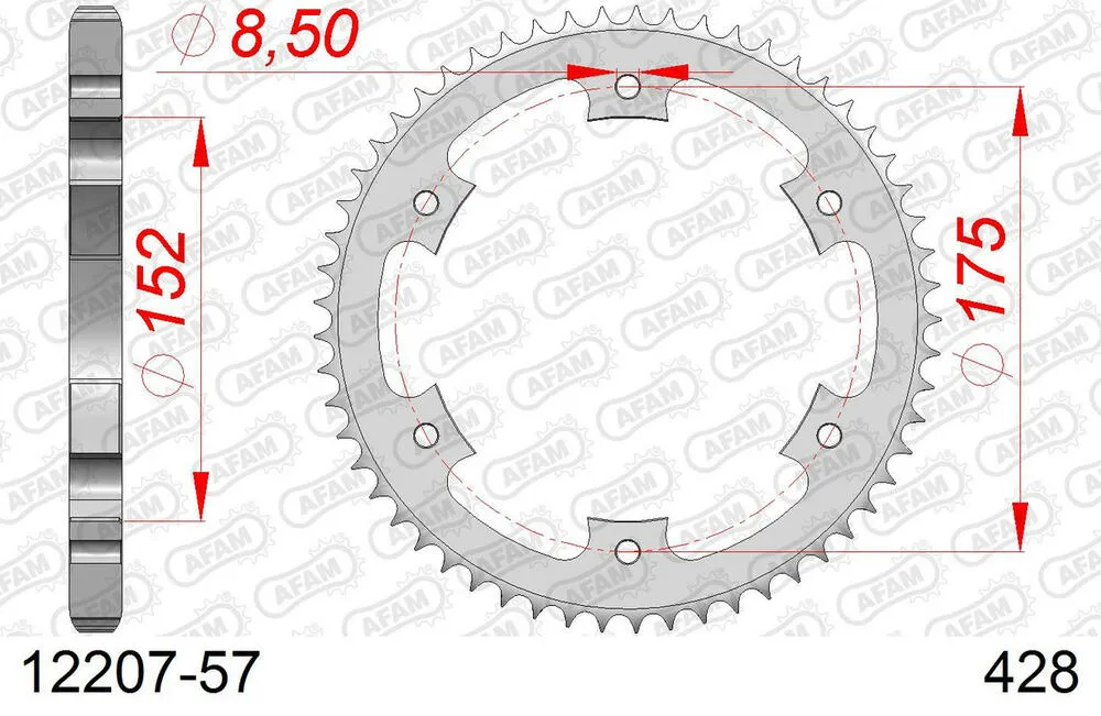 12207-57 AFAM Kettensatz Stahl 428 XMR2-G 16x57 - Yamaha DT 125 R 1993-98 - 01213610