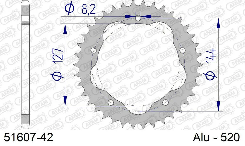 51607-42 AFAM Kettensatz Aluminium 520 XHR2-G 15x42 - Ducati 1100 Multistrada 2007-09 - 05192405