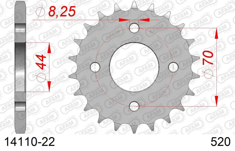 AFAM Kettensatz Stahl 520 XLR2 10x22 - Suzuki LT 80 1987-06 - 01407931