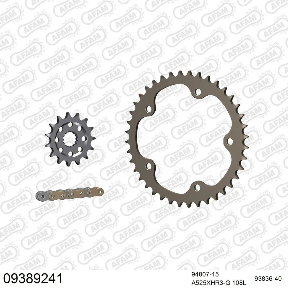 09389241 AFAM Kettensatz Aluminium 525 XHR3-G 15x40 - Mv Agusta F4 1000 312R 2004-07 - 09389241