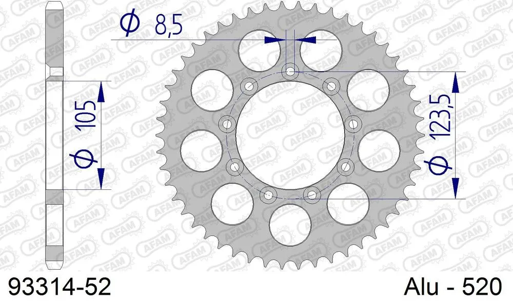 93314-52 AFAM Kettensatz Aluminium 520 MR2-G 13x52 - T.m. EN 125 Enduro 2001-12 - KIT108561