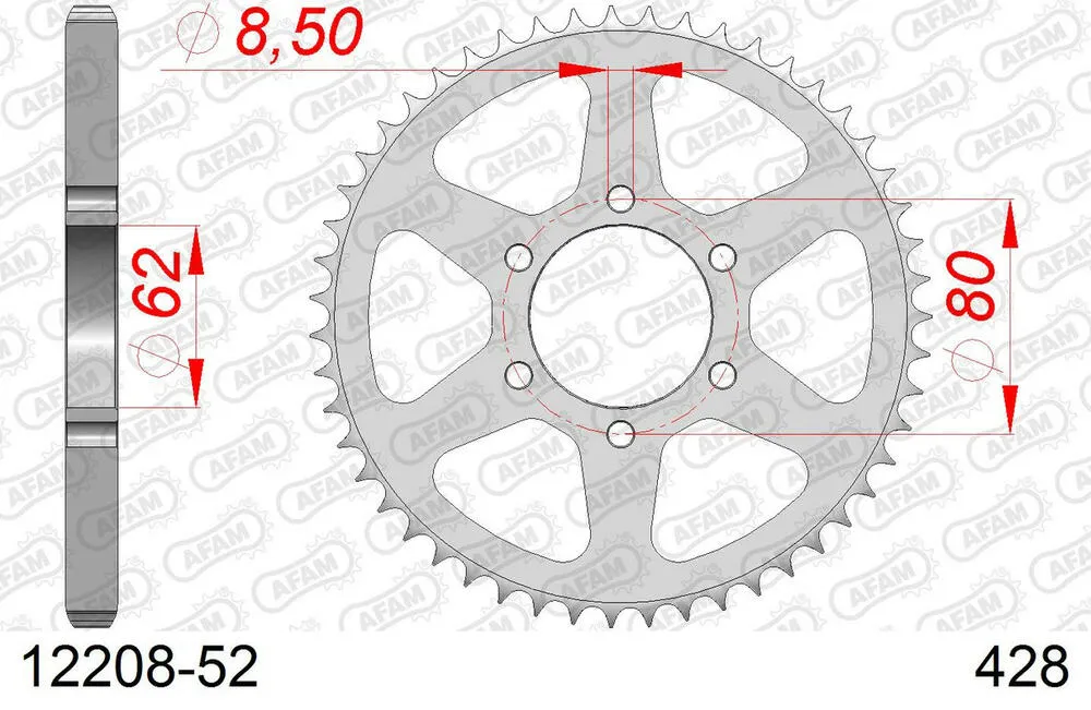 AFAM Kettensatz Stahl 428 XMR2-G 19x52 - Yamaha XT 350 1985-98 - 01235500