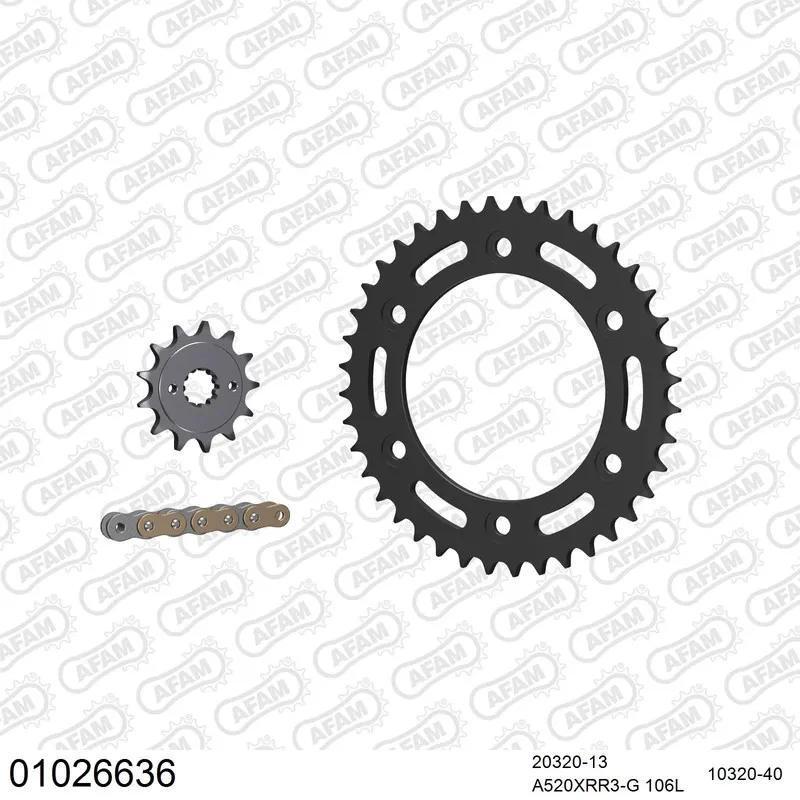 01026636 AFAM Kettensatz Stahl 520 XRR3-G 13x40 - Honda CRF 250 M 2013-16 - 01026636