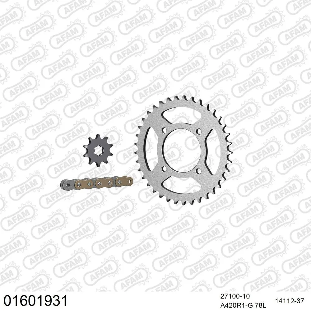 01601931 AFAM Kettensatz Stahl 420 R1-G 10x37 - Kawasaki KFX 50 2003-05 - 01601931