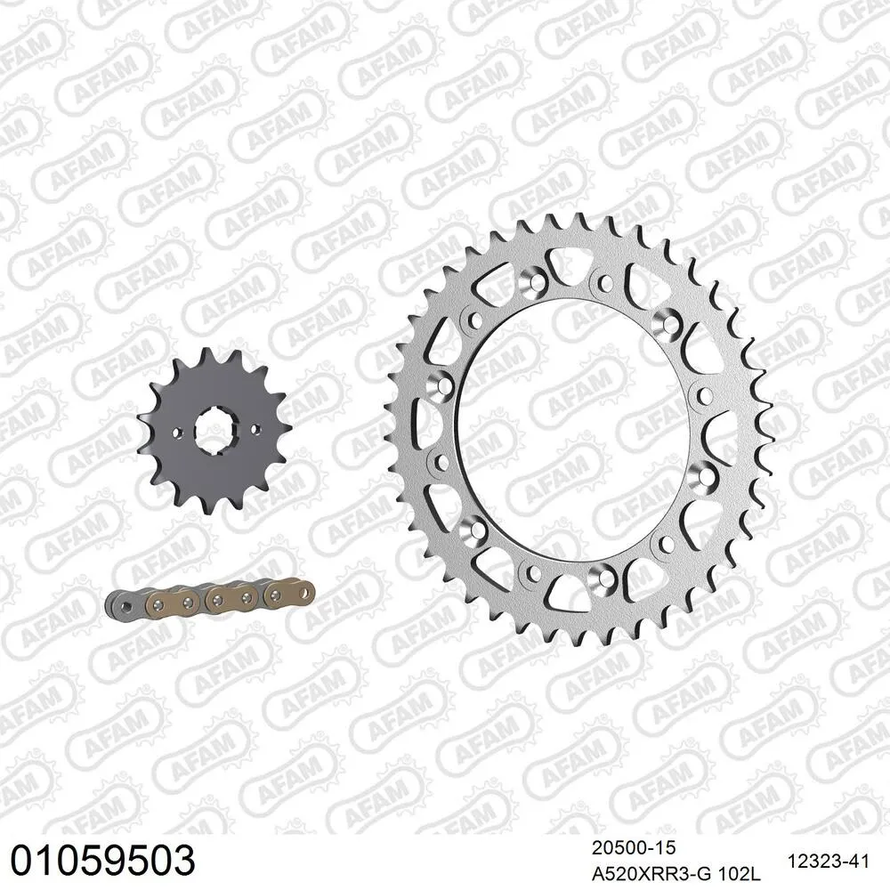 01059503 AFAM Kettensatz Stahl 520 XRR3-G 15x41 - Honda XL 500 R 1983-87 - 01059503