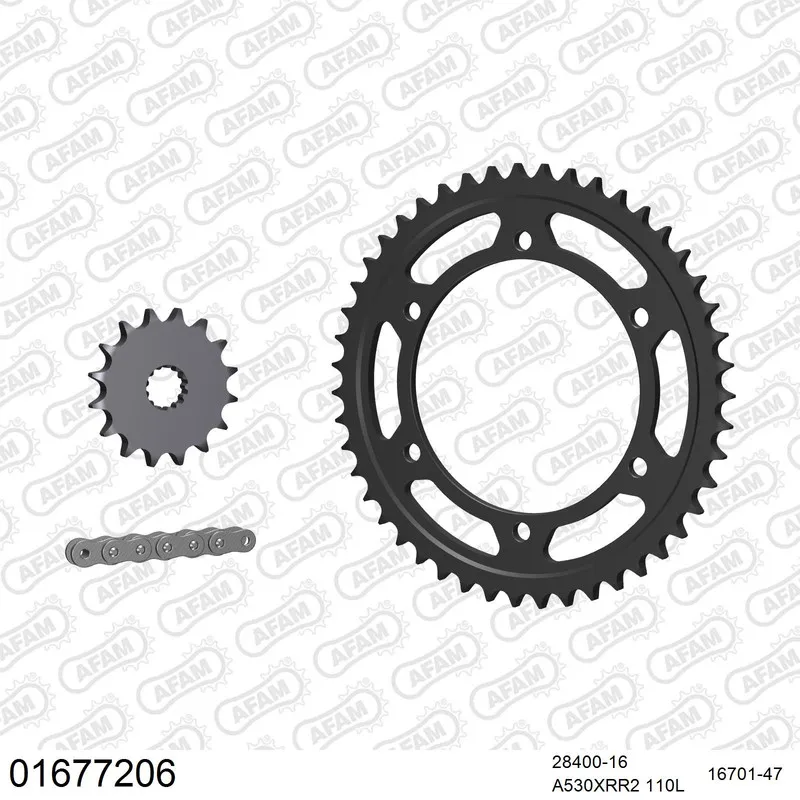 01677206 AFAM Kettensatz Stahl 530 XRR2 16x47 - Kawasaki GPX 750 R 1987-90 - 01677206
