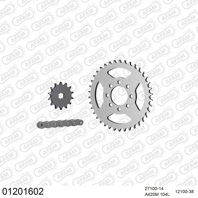 AFAM Kettensatz Stahl 420 M 14x38 - Yamaha DT 50 MX 1986-87 - 01201602