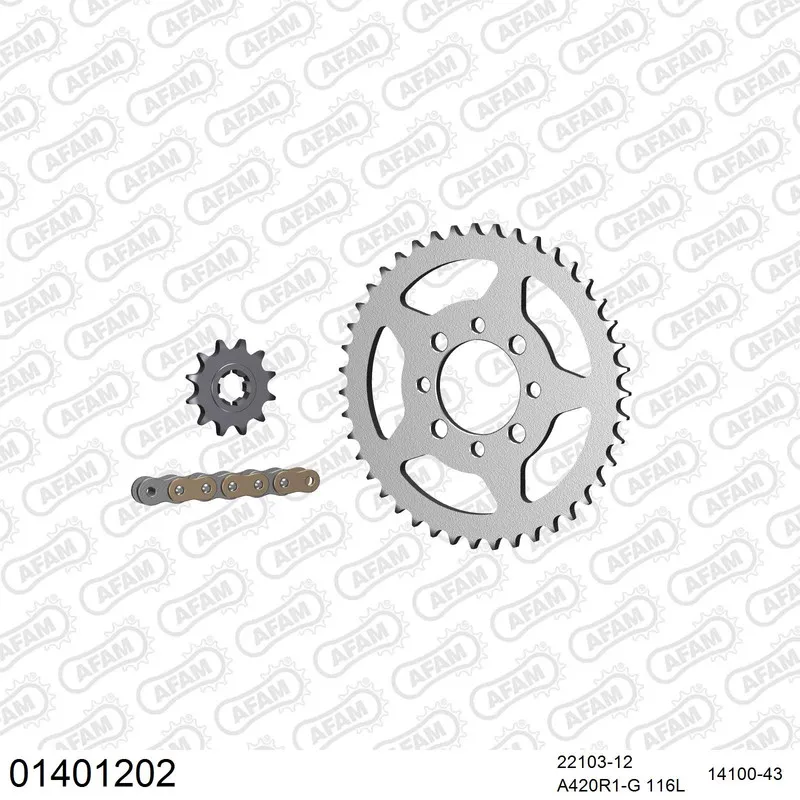 AFAM Kettensatz Stahl 420 R1-G 12x43 - Suzuki RG 50 1991 - 01401202