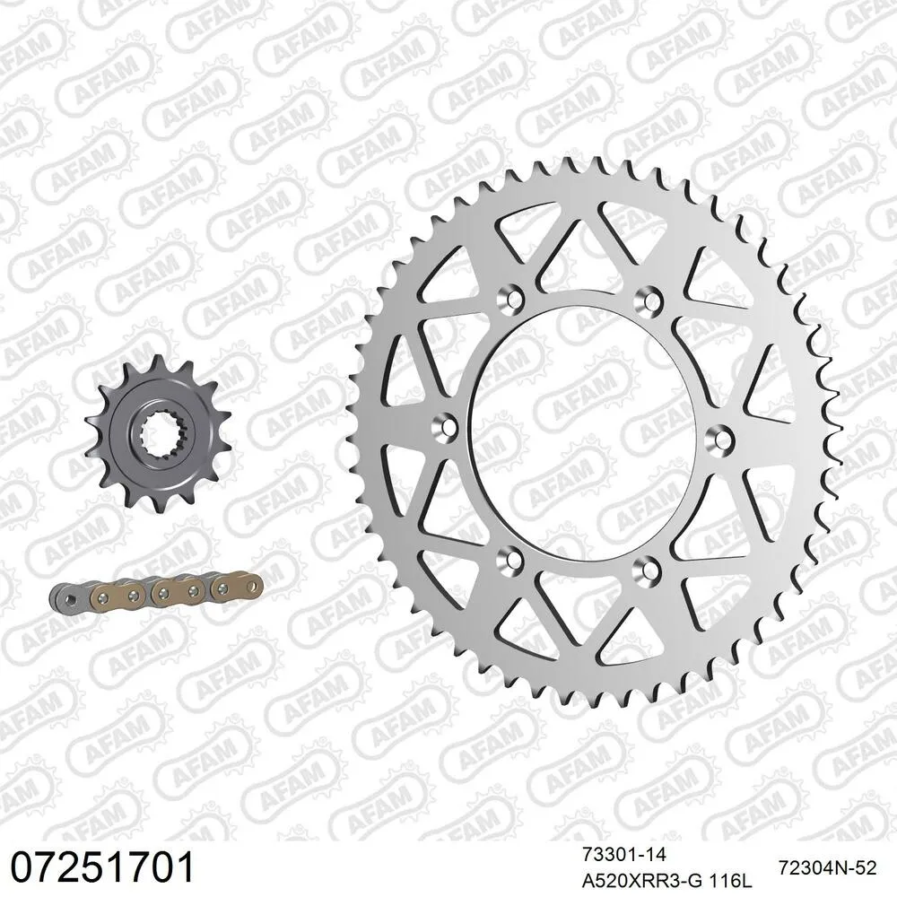 07251701 AFAM Kettensatz Aluminium 520 XRR3-G 14x52 - KTM EXC-R 450 2008 - 07251701