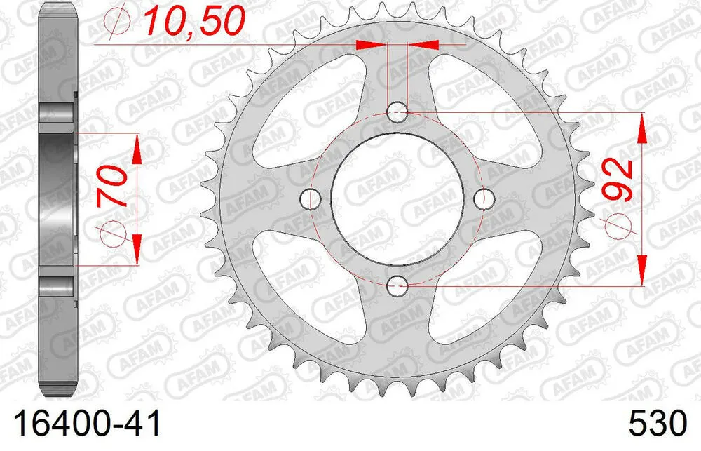 16400-41 AFAM Kettensatz Stahl 530 HS 14x41 - Kawasaki KH 400 1974-78 - 01643300
