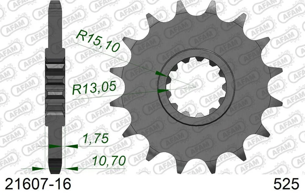 21607-16 AFAM Kettensatz Stahl 525 XSR2-G 16x43 - Yamaha XSR 700 2016-23 - 01275100