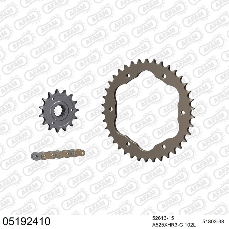 05192410 AFAM Kettensatz Aluminium 525 XHR3-G 15x38 - Ducati 1098 S Streetfighter 2009-13 - 05192410