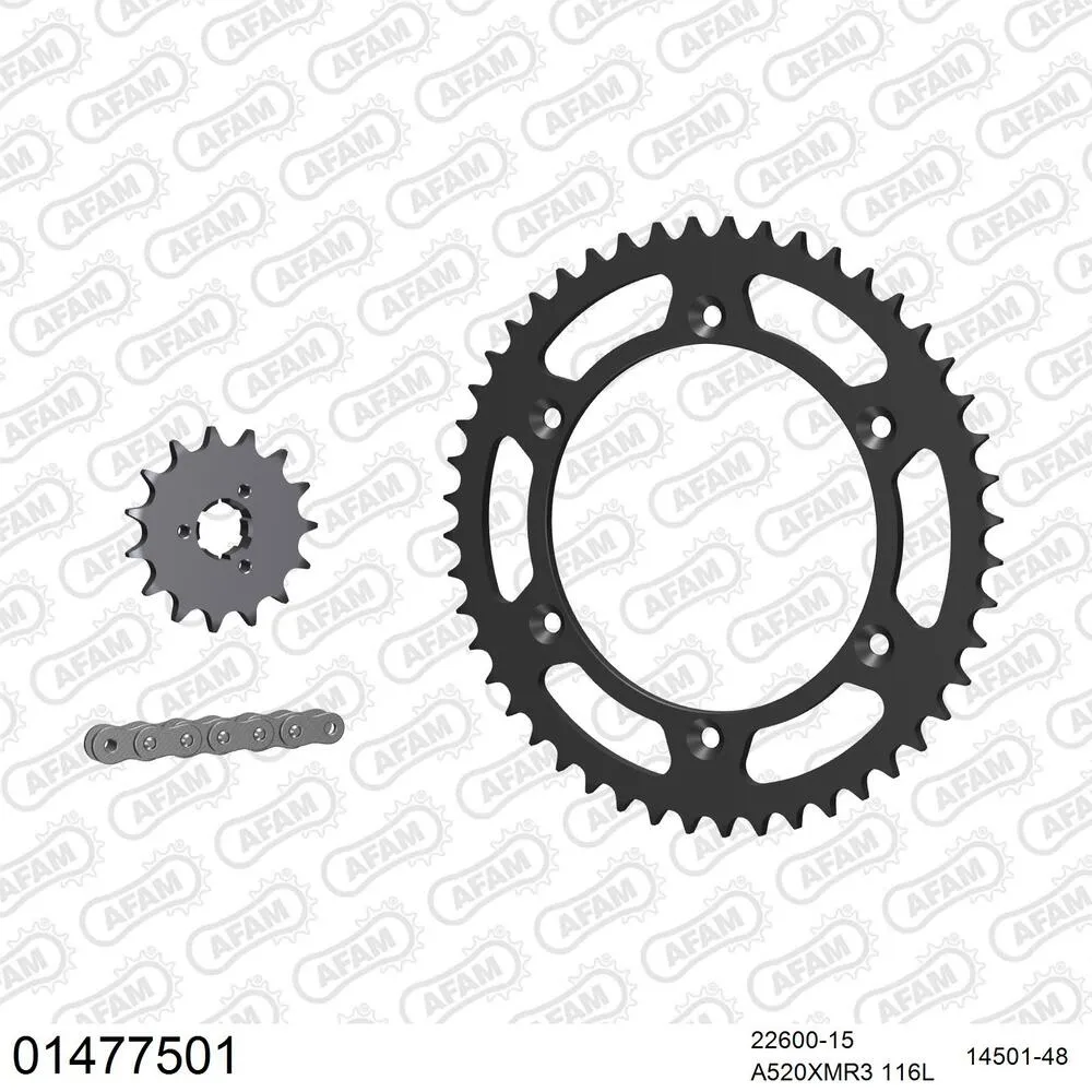 AFAM Kettensatz Stahl 520 XMR3 15x48 - Suzuki DR 750 S 1989 - 01477501