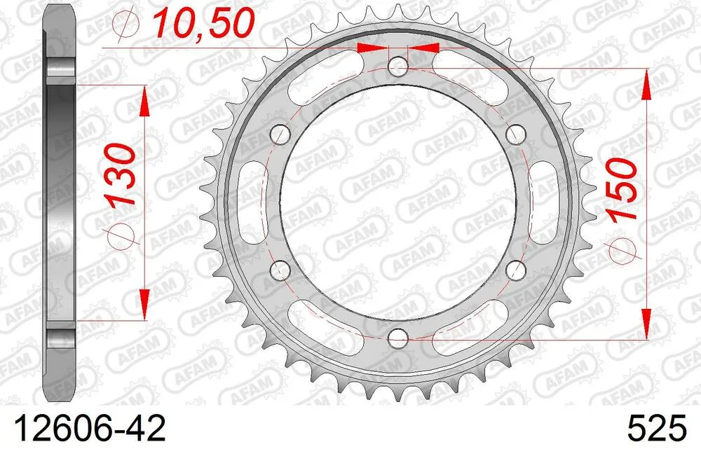 12606-42 AFAM Kettensatz Stahl 525 XSR2-G 16x42 - Yamaha TDM 900 2002-14 - 01286638