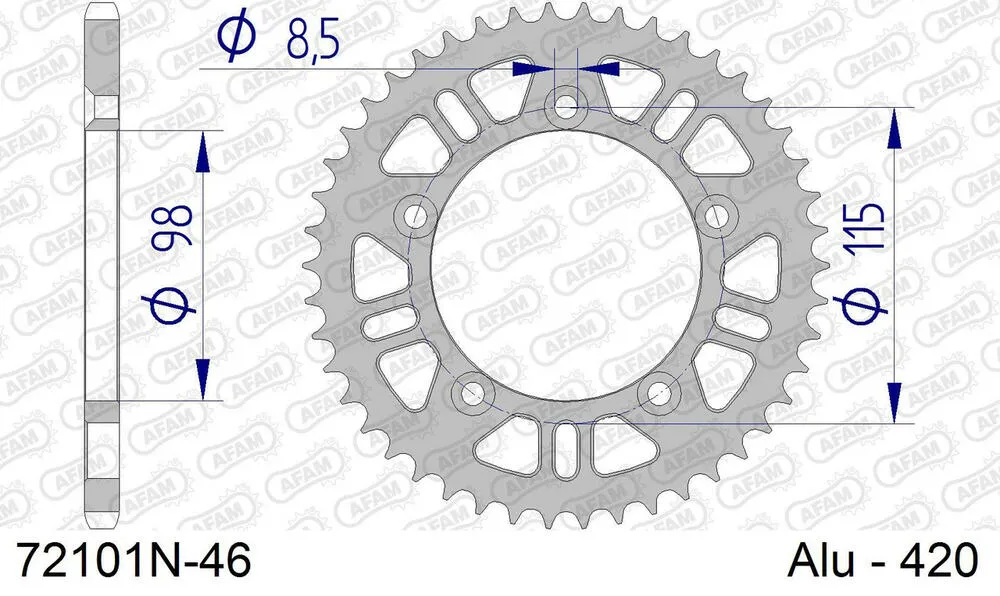 AFAM Kettensatz Aluminium 420 MX2-G 12x46 - KTM SX 60 1998-01 - KIT108351