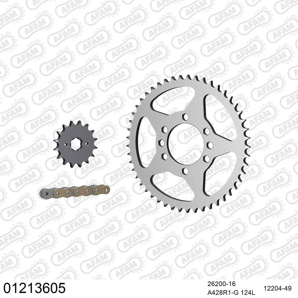 AFAM Kettensatz Stahl 428 R1-G 16x49 - Yamaha DT-Z 125 Tenere 1988-90 - 01213605