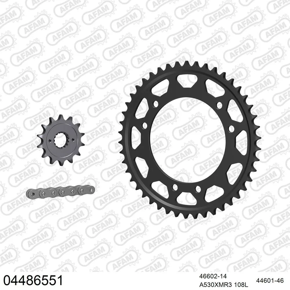 AFAM Kettensatz Stahl 530 XMR3 14x46 - Cagiva E 900 ie Elefant Dakar Replica 1990 - 04486551