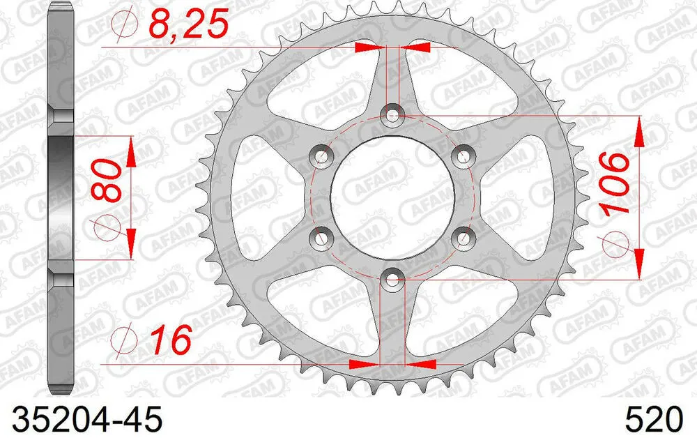 35204-45 AFAM Kettensatz Stahl 520 XLR2 16x45 - Aprilia ETX 125 1999-02 - 03513605