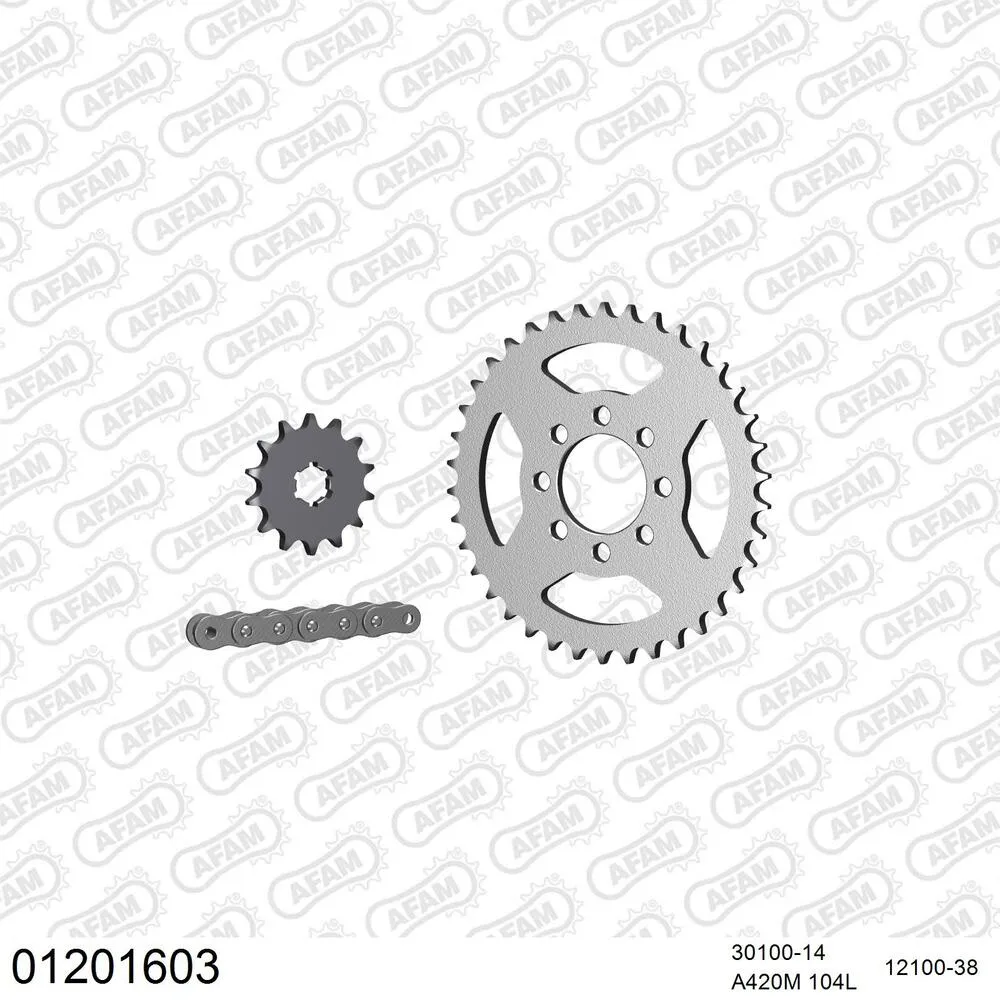 AFAM Kettensatz Stahl 420 M 14x38 - Yamaha DT 50 MX 1988 - 01201603