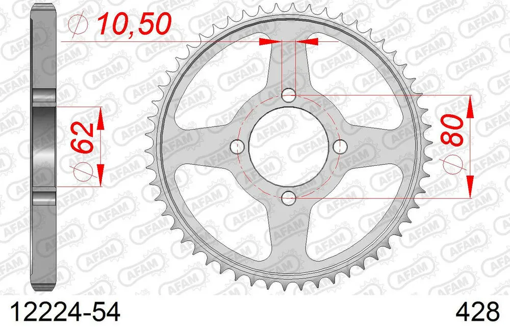 12224-54 AFAM Kettensatz Stahl 428 R1-G 13x54 - Yamaha TT-R 125 LW 2002-21 - 01213701