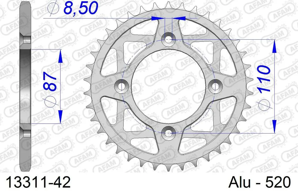 AFAM Kettensatz Aluminium 520 MR2-G 12x42 - Yamaha TY 250 R 1984-87 - 01326677